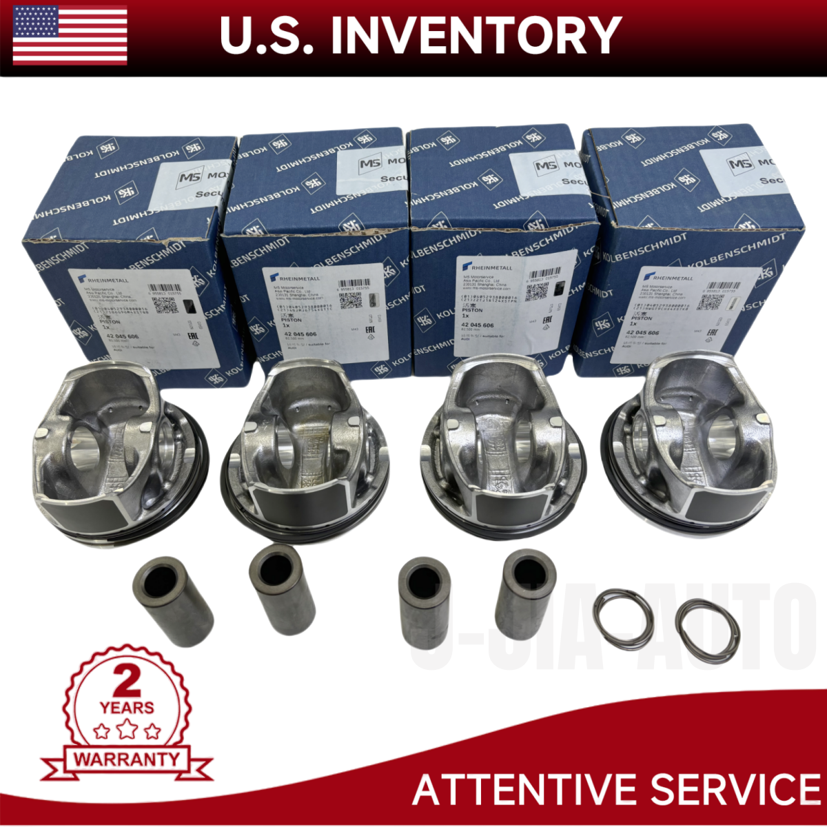 4X Piston & Ring For VW Jetta Golf Passat B7 1.8TSI CPKA CPRA 42045606 Φ23mm