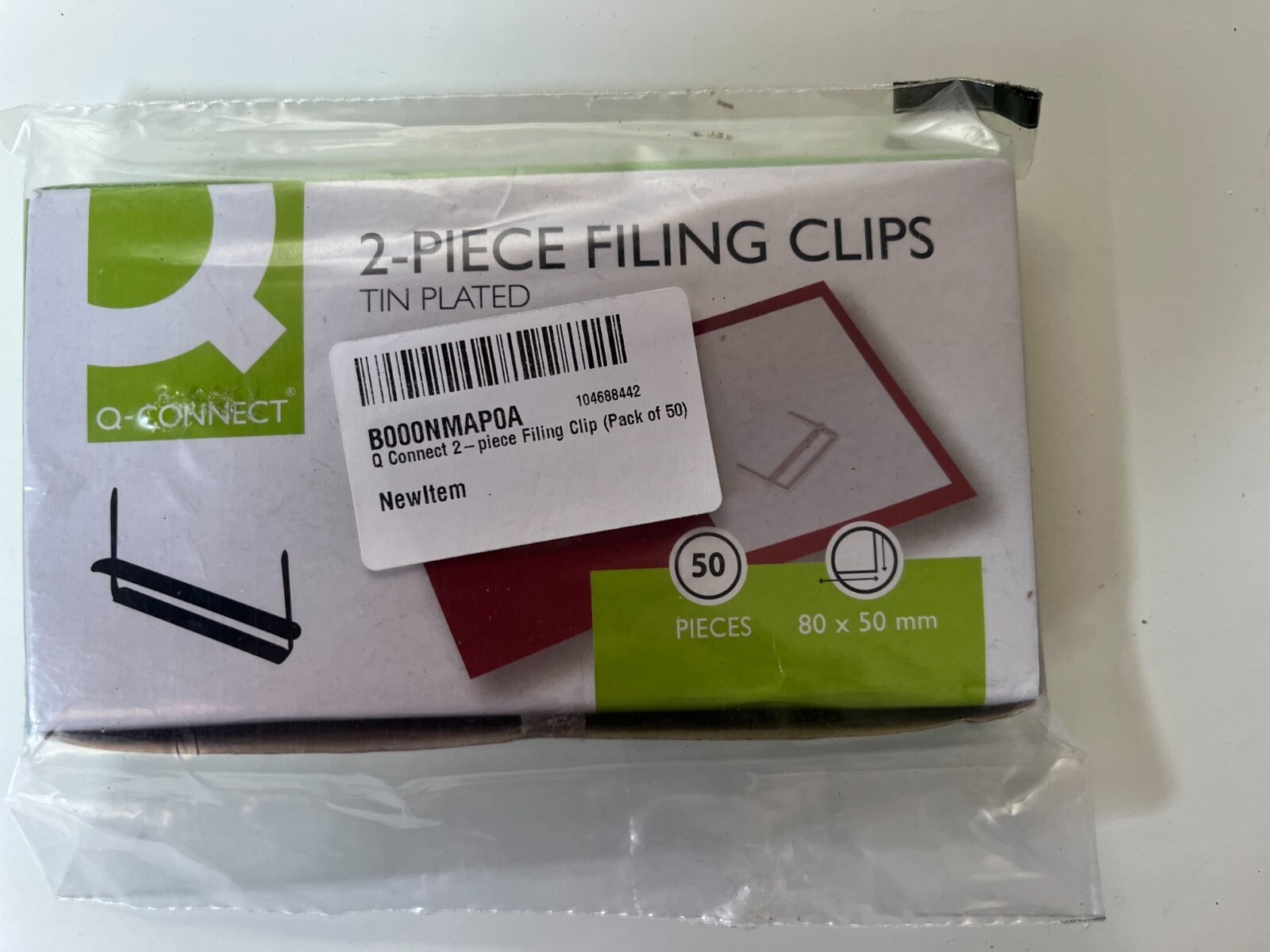 Q-Connect 2 Piece Filing Clip (Pack of 50) KF26083