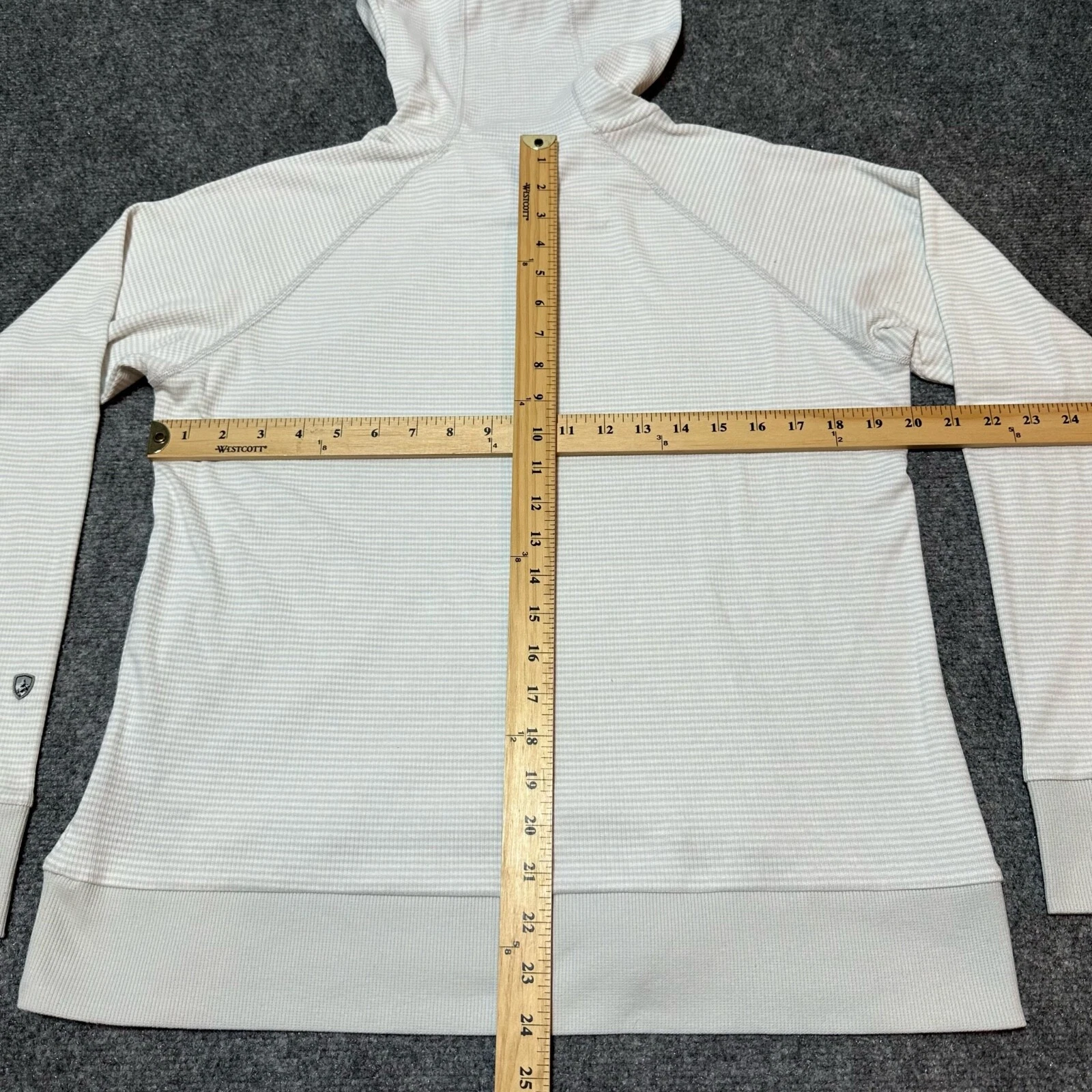 OFF WHITE Kuhl Felpa con Cappuccio Donna Grande Avorio Pullover Felpa Orlo a Costine Polsini