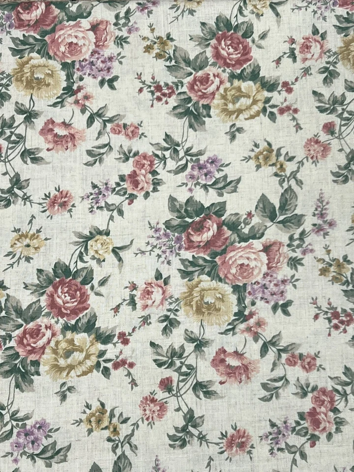 Omega Textiles Fabric 2 1/3 Yards x 56" Roses Floral Linen-like Cottagecore Sew - Image 3 of 4