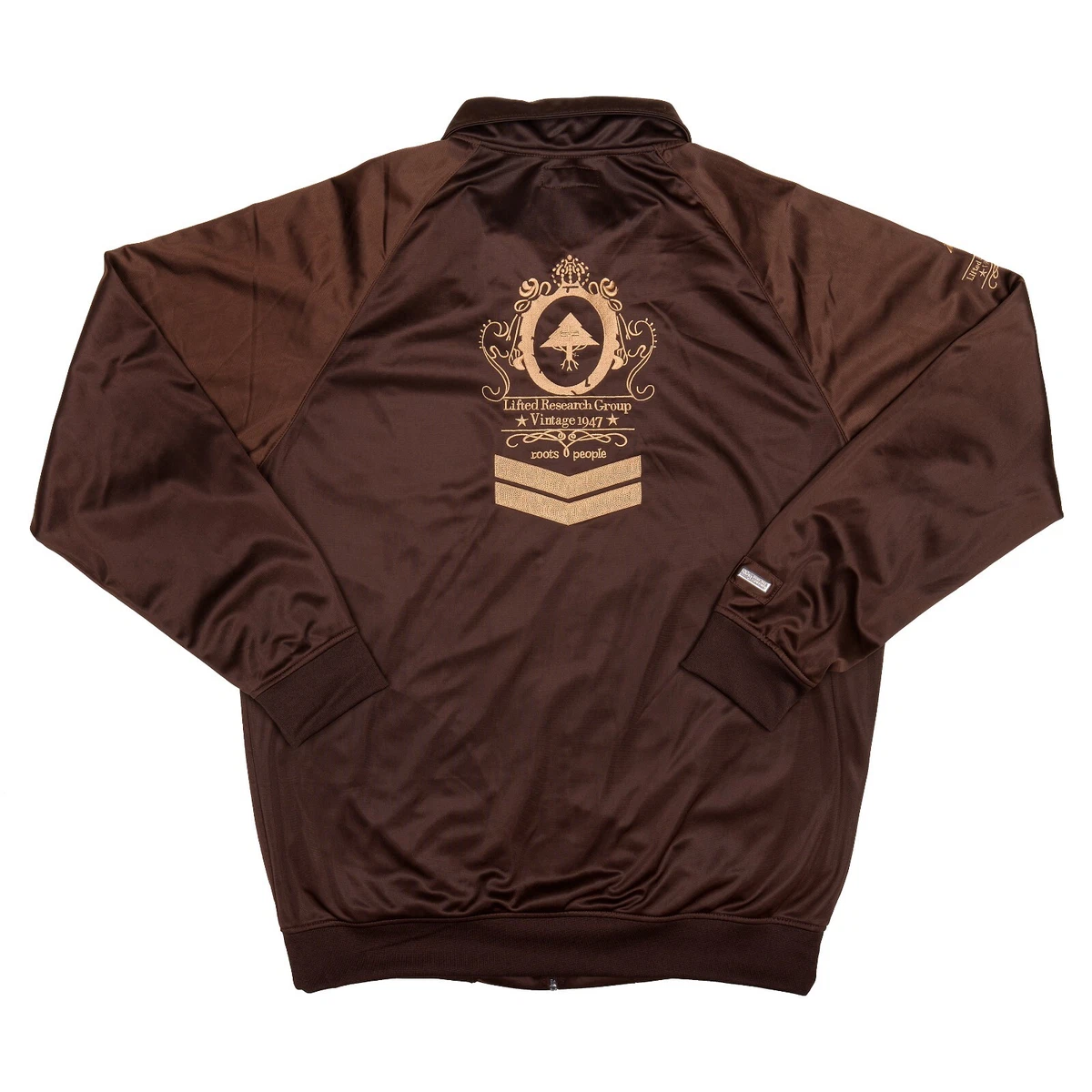 LRG Lifted Research Group Mens Track Jacket Brown Size 2XL Roots