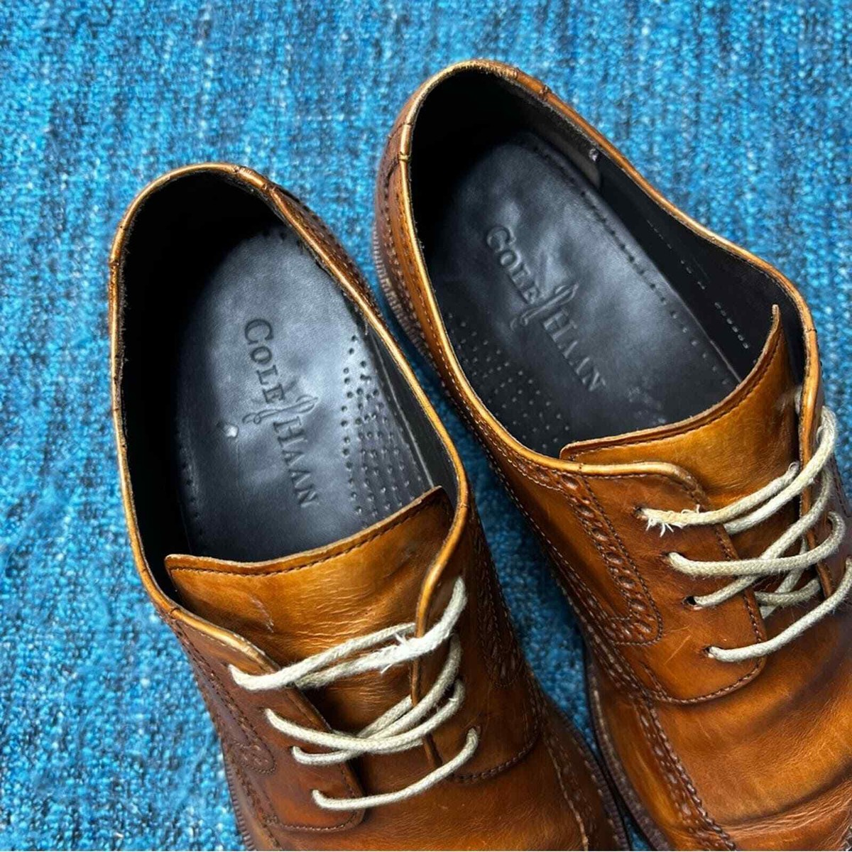 Cole Haan Leather Wingtip Oxfords in Brown Made in India 