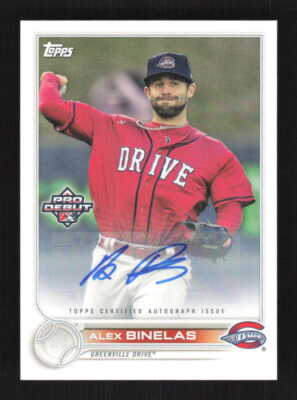 Alex Binelas 2022 Topps Pro Debut Autographs Greenville Drive Auto #PD-28