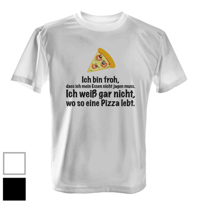 Pizza Damen T-Shirt Fun Shirt Spruch Essen jagen Fast Food Spaß Party lustig