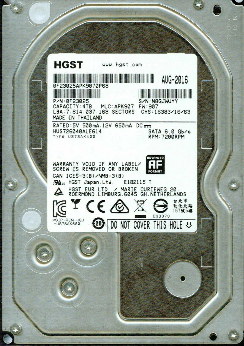Hitachi Internal Hard Disk Drives 4 TB Storage Capacity for sale