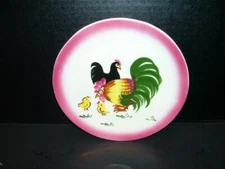 Vtg Decora Ceramics Inc California Hand Painted Wall Plaque w/ Chickens 1380C
