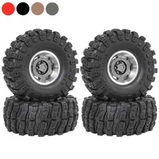 4Pcs 115mm 1.9" Metal Beadlock Wheel Rim Rubber Tire Set for 1/10 RC Crawler Car
