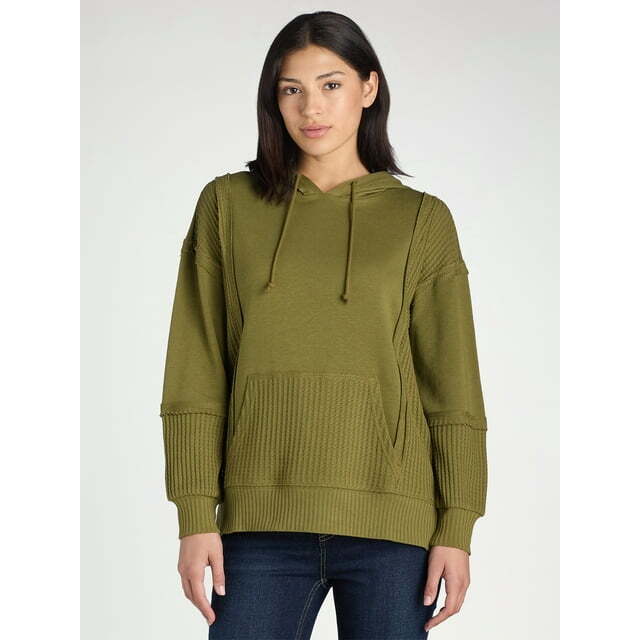 Time and Tru Womens L Green Smoothie Waffle Hoodie L4