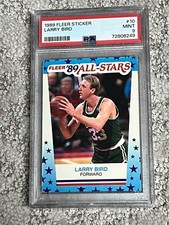 PSA 9 BASKETBALL CARD 1989 FLEER STICKER ALL-STARS HOF LARRY BIRD BOSTON CELTICS