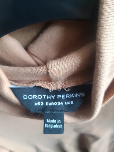 Dorothy Perkins Camel Roll-Neck top - Size 6 - Picture 3 of 4