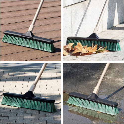 Heavy Duty Push Broom 18" - Garage Sweeper Shop Brooms with 66" Long Handle, ...