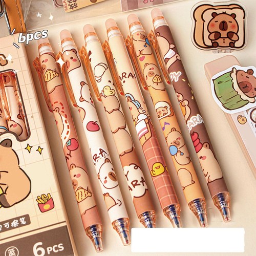 Cute Capibala Erasable Gel Pens Adorable Animal Pattern Ink Pens Retractable - Picture 12 of 12