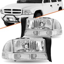Fits 1997-2004 Dodge Dakota 1998-2003 Durango Chrome Clear Headlights Leftright Fits 1997-2004 Dodge Dakota 1998-2003 Durango Chrome Clear Headlights Leftright