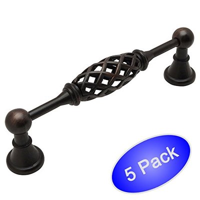 *5 Pack* Cosmas Cabinet Hardware Oil Rubbed Bronze Birdcage Pulls #1749-5ORB
