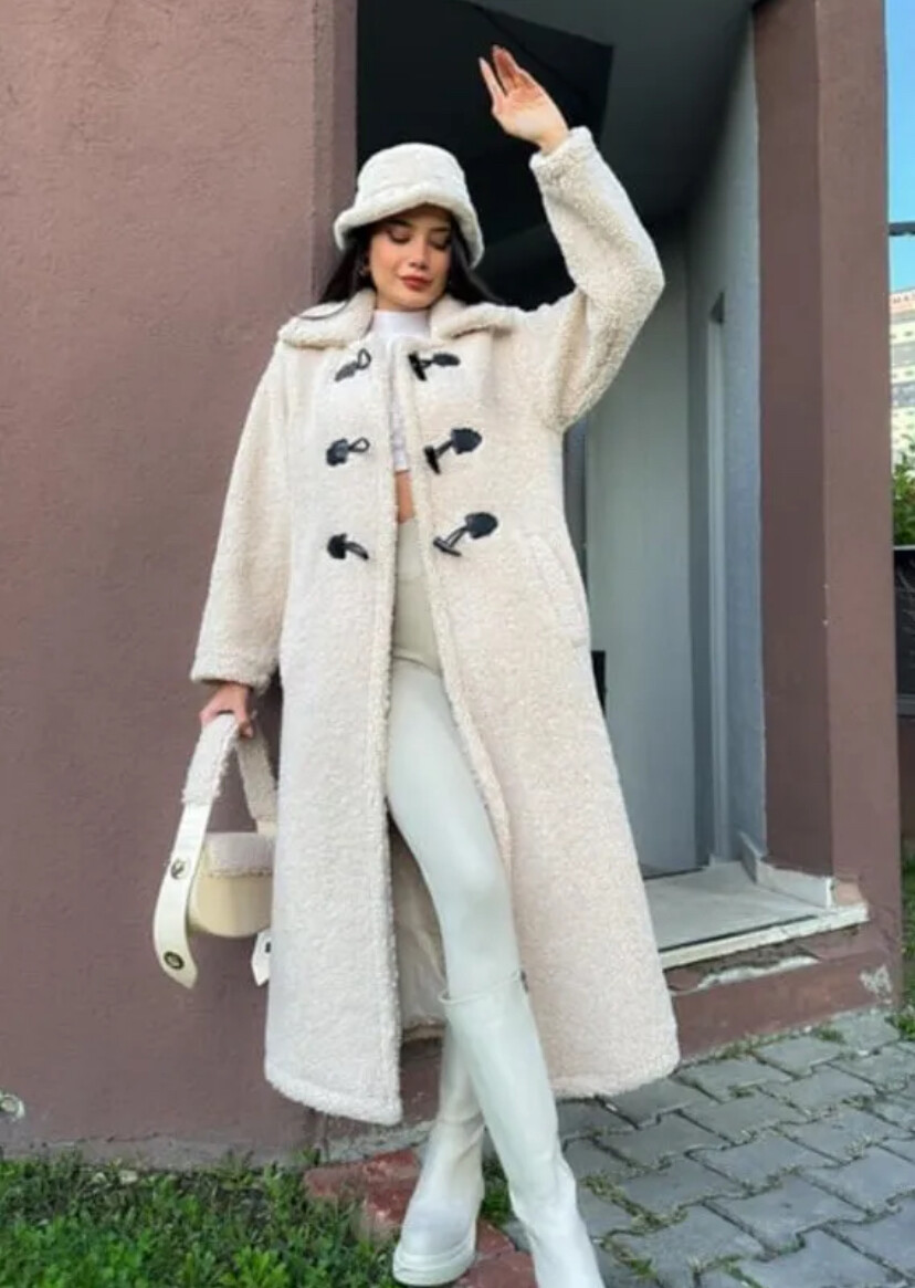 ZARA FAUX SHEARLING TOGGLE COAT ECRU NEW SIZES XS S M L REF. 8372