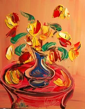 FLOWERS  ROOM   SIGNED CANVAS - STRETCHED painting original