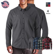 Mens Casual Plaid Flannel Button Up Long Sleeve Collared Shirt
