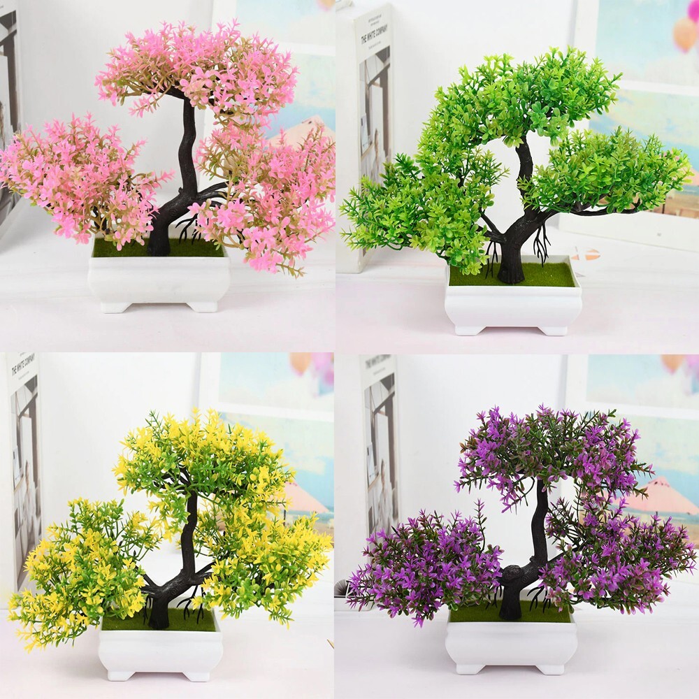 Artificial Plants Bonsai Fake Flowers Mini Tree Pot Plant Ornaments Home Decor-image