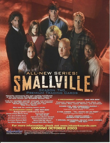 INKWORKS - SMALLVILLE SEASON 2-3-5 SELL SHEETS & PROMO CARD SET SM6-1 & SM5-1
