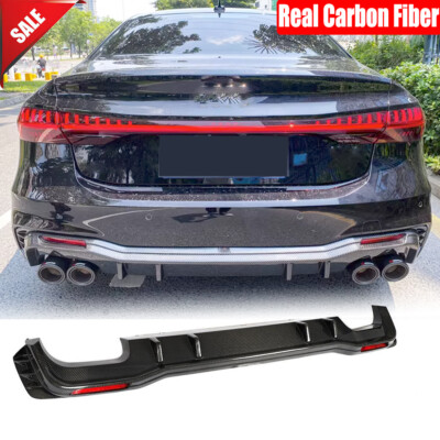 For Audi A7 SLINE S7 2019-2021 Real Carbon Rear Bumper Diffuser Lip Body kits