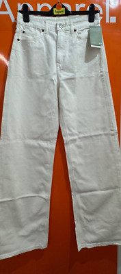  H&M Wide, High Waist, Full Length White Jeans, NEW, Size UK 12, B198