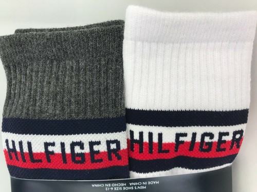 Calcetines de tripulación para hombre TOMMY HILFIGER blancos gris 77% algodón, 6 pares, precio de venta sugerido por el fabricante $39 - Imagen 2 de 12