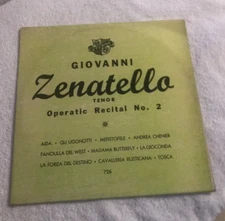 Giovanni Zenatello- Tenor- Operatic Recital LP Eterna Records 726 Classical