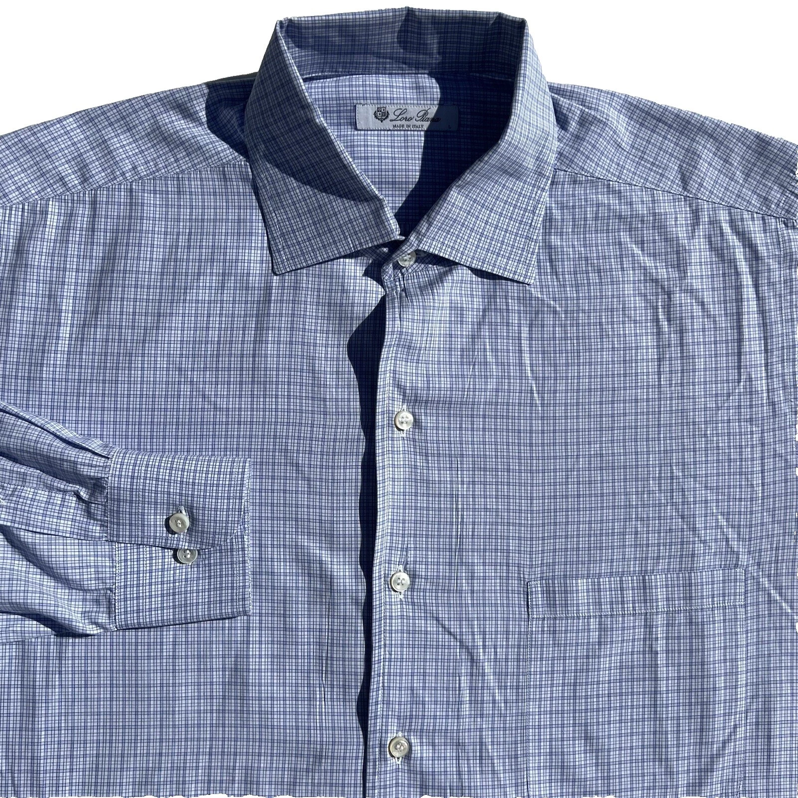 Cuadros Loro Piana 100% Algodón Camisas de vestir para hombres