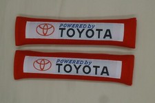 2x New Red Car Seat Belt Cover Shoulder Pads Powered By Toyota 10.5x2.5