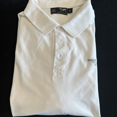 Glock Perfection White Polo Shirt Embroidered Logo Collared Men's Size XXL