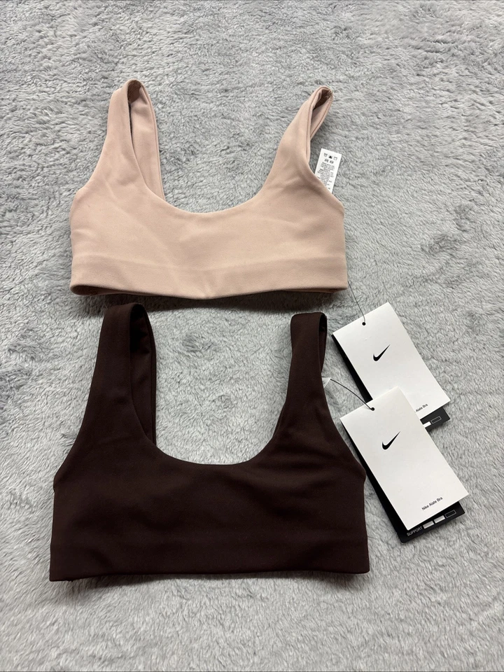 Лот из 2 Nike девочек Alate тренировки бюстгальтер размер XS 1 кремовый и 1 коричневый Sports - Изображение 2 из 4
