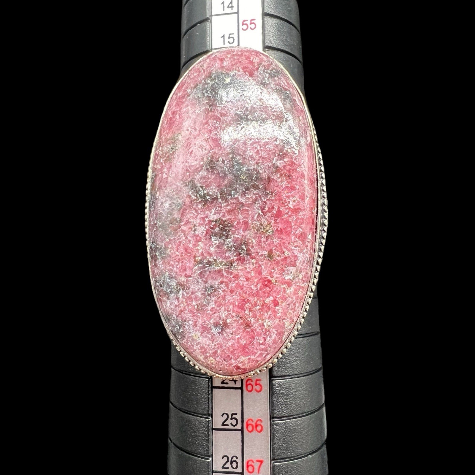Large Oval Rhodonite Stone Statement Ring Sz 9.75… - image 4