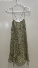 Zara Womens Green Leopard Print Sleeveless Scoop Neck Short Slip Dress Size S
