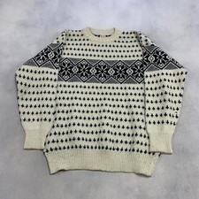 Vintage Knitted Jumper Abstract Patterned Grandad Knit Sweater Men's M