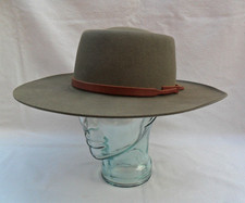 BURNS 1876 CUSTOM HATS HERITAGE ELKO FLAT BRIM COWBOY HAT Sz 7 3/8 EUROPEAN HARE