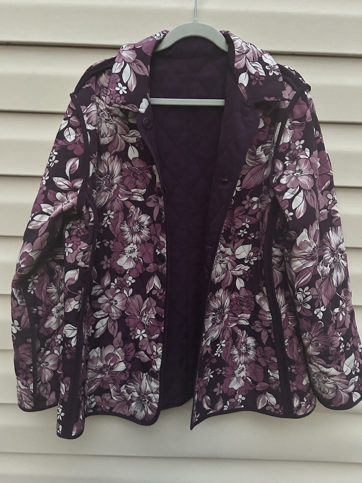 Reversible Button Front Jacket,  Purple/Purple Fl… - image 2