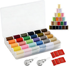 30 Color Polyester Sewing Thread Set with Needles, Assorted Thread Spools
