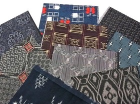 s064_Bundle, Japanese Kimono Silk Fabric Set, 9 pieces