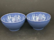 2 PERFECT VIETRI BLU MARINA BLUE CEREAL BOWLS       6" X 3 1/4"