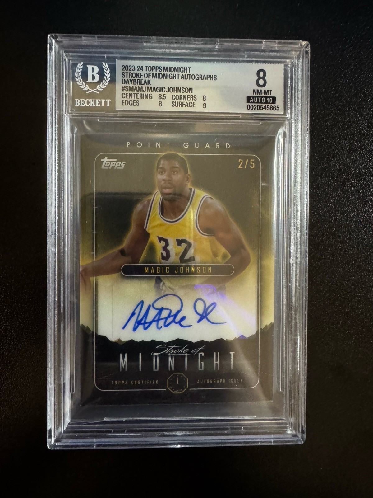 2023-24 Midnight Magic Johnson Stroke of Midnight Auto /5 BGS 8 AUTO 10 Lakers