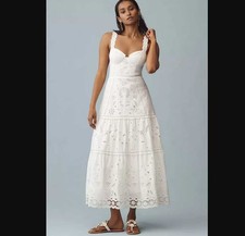 NWOT XL Farm Rio x Anthropologie Sleeveless Richelieu Midi Dress white pineapple