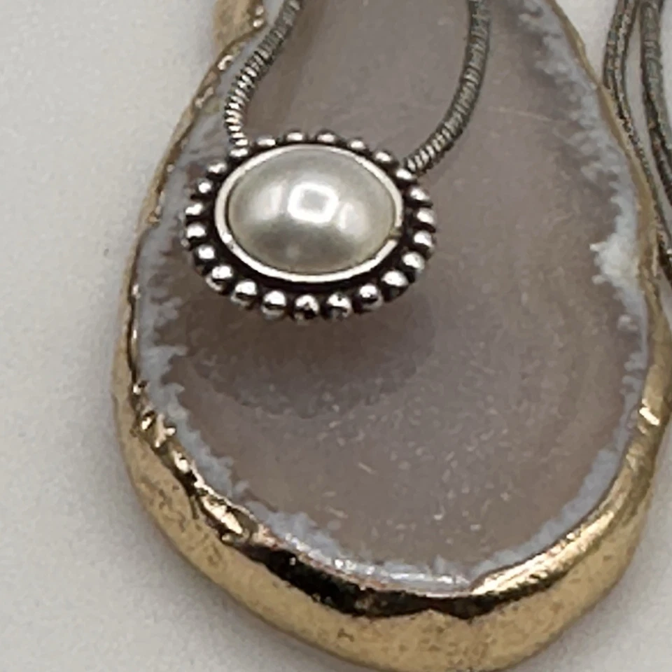 Collar Colgante Pequeño Plata Perla Brillo Brighton Ajustable 16 a 18 Pulgadas Foto 2 de 4