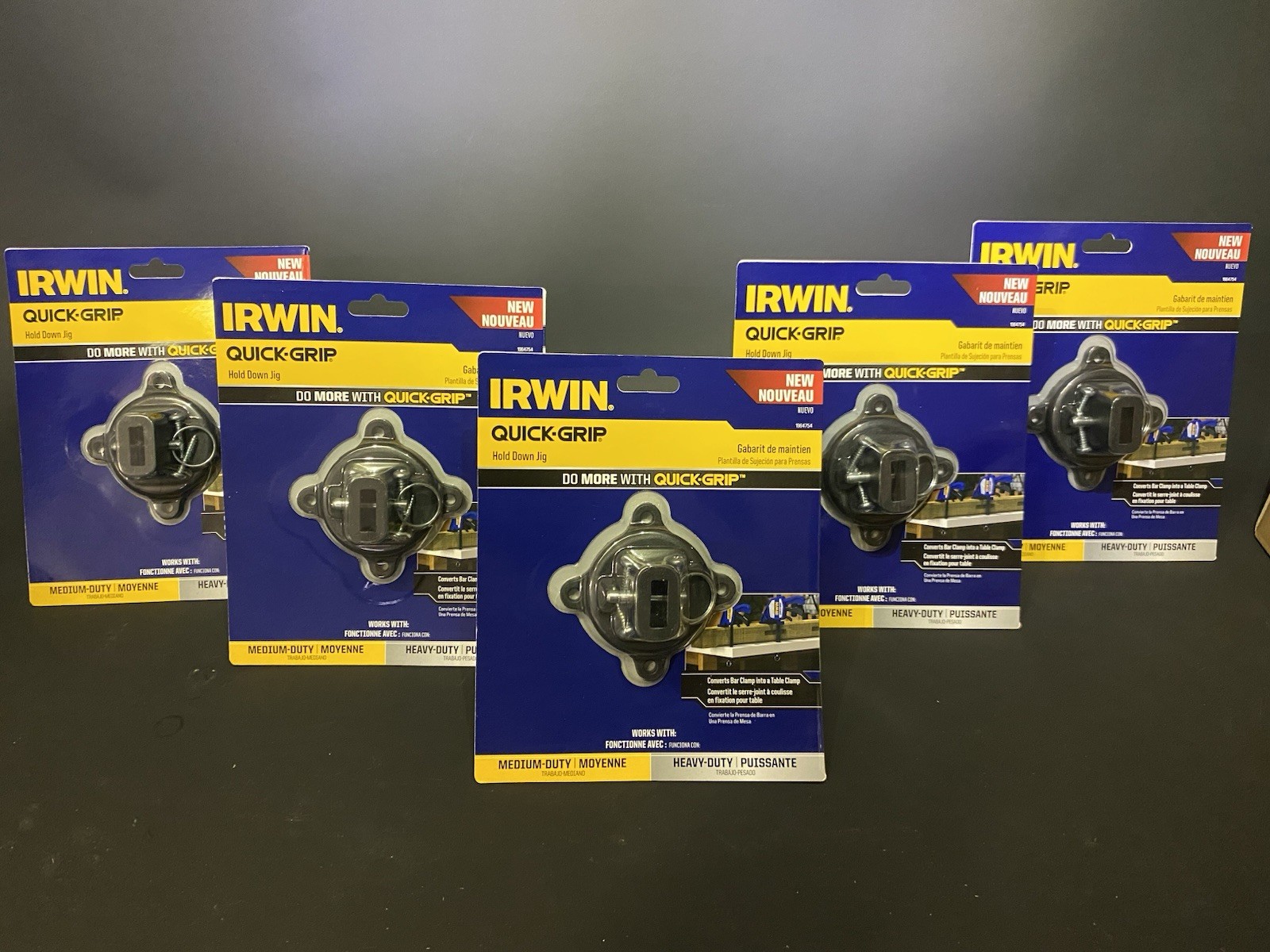 Lot of 5- NEW Irwin Quick-Grip Hold Down Jig Clamps Medium & Heavy Duty