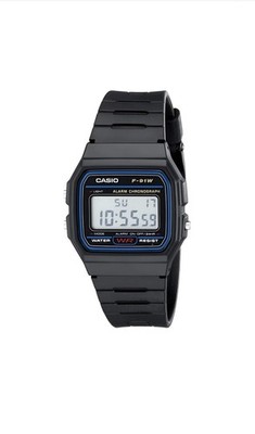 Casio Men's Watch Classic Alarm Chrono Digital Dial Black Resin Strap F91W-1