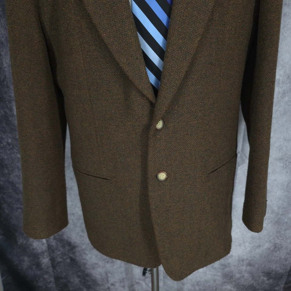 Structure Tweed Blazer Mens Medium Brown Sports Coat Jacket 2 Buttons Wool Blend - Image 2 of 4