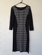 Nine West Women's Long Sleeve Black Body Con Sweater Dress Knee Length Medium