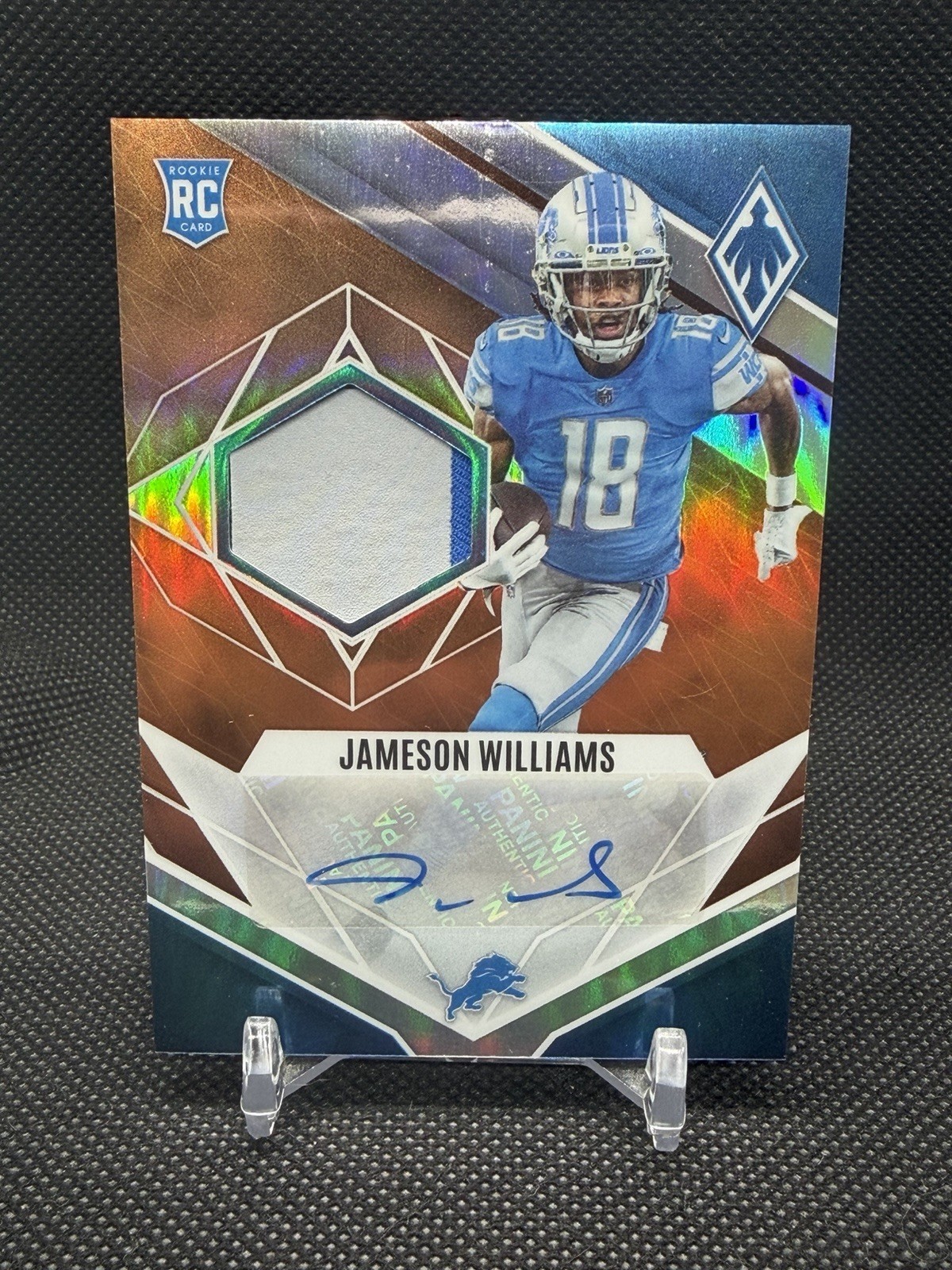 2022 Panini Phoenix Rookie Auto Jersey Jameson Williams #RJA-JW Orange /75