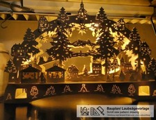 Vorlage gro&szlig;er Schwibbogen Weihnachtsdorf Erzgebirge mit Sockel 80cm Laubs&auml;gen