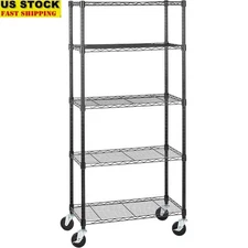 5 Shelf Metal Storage Rack Adjustable Utility Shelving Unit Garage Organizer New