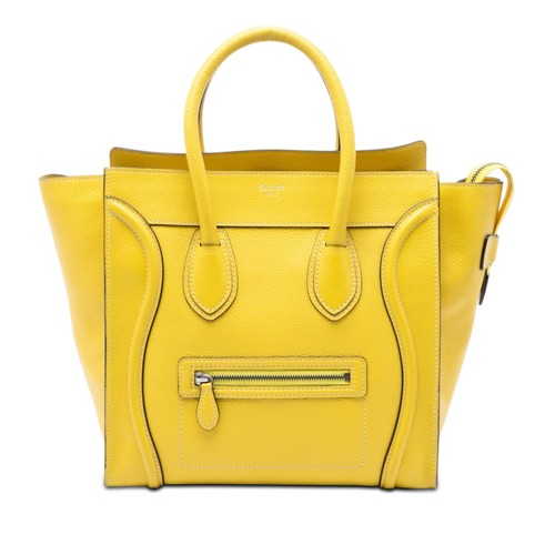 Celine Mini Grained Calfskin Luggage Tote Pre-Loved Yellow